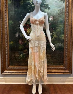 MORPHEW ATELIER Pink & Cream Antique Lace Floral Patchwork Dress