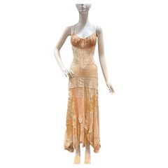 MORPHEW ATELIER Pink & Cream Antique Lace Floral Patchwork Dress