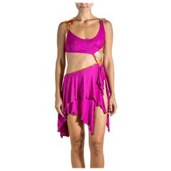 MA Purple & Orange Silk Jersey Sequined Cocktail Dress