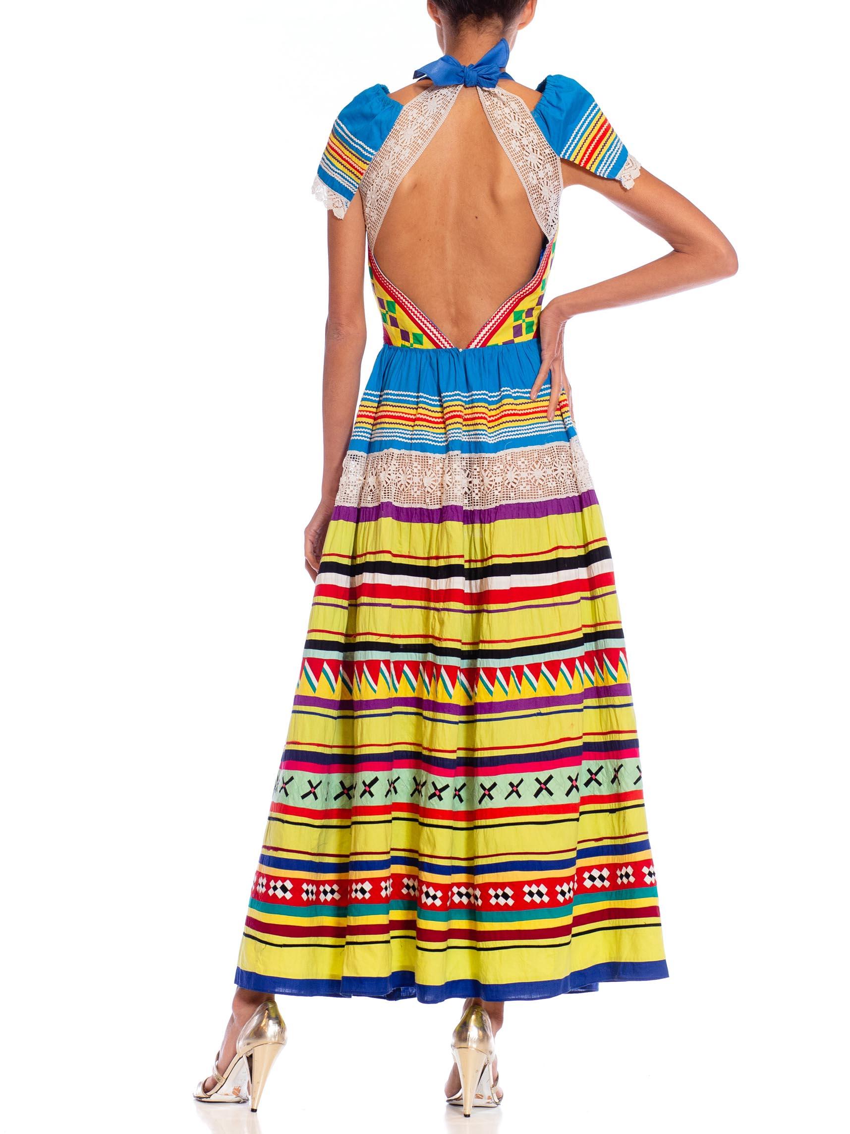 Beige MORPHEW ATELIER Rainbow Patchwork Cotton Dress For Sale