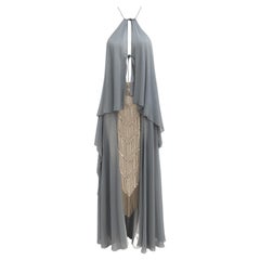 MORPHEW ATELIER Stormy Grey Silk Chiffon Ruffled Minimal Gown