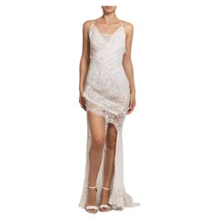 MORPHEW ATELIER White Backless Assymetrically Draped Victorian Lace Gown