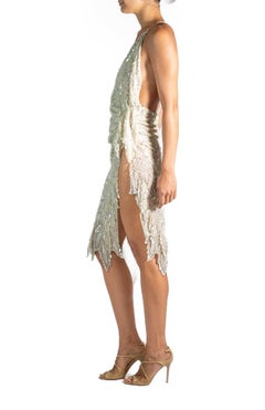 MORPHEW ATELIER White Beaded Silk Georgette Cocktail Dress
