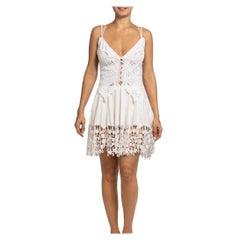 MORPHEW ATELIER White Hand Embroidered Lace With 1930'S Glass Buttons Dress
