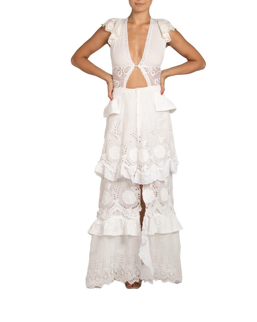 MORPHEW ATELIER White Handmade Lace  Gown For Sale 2