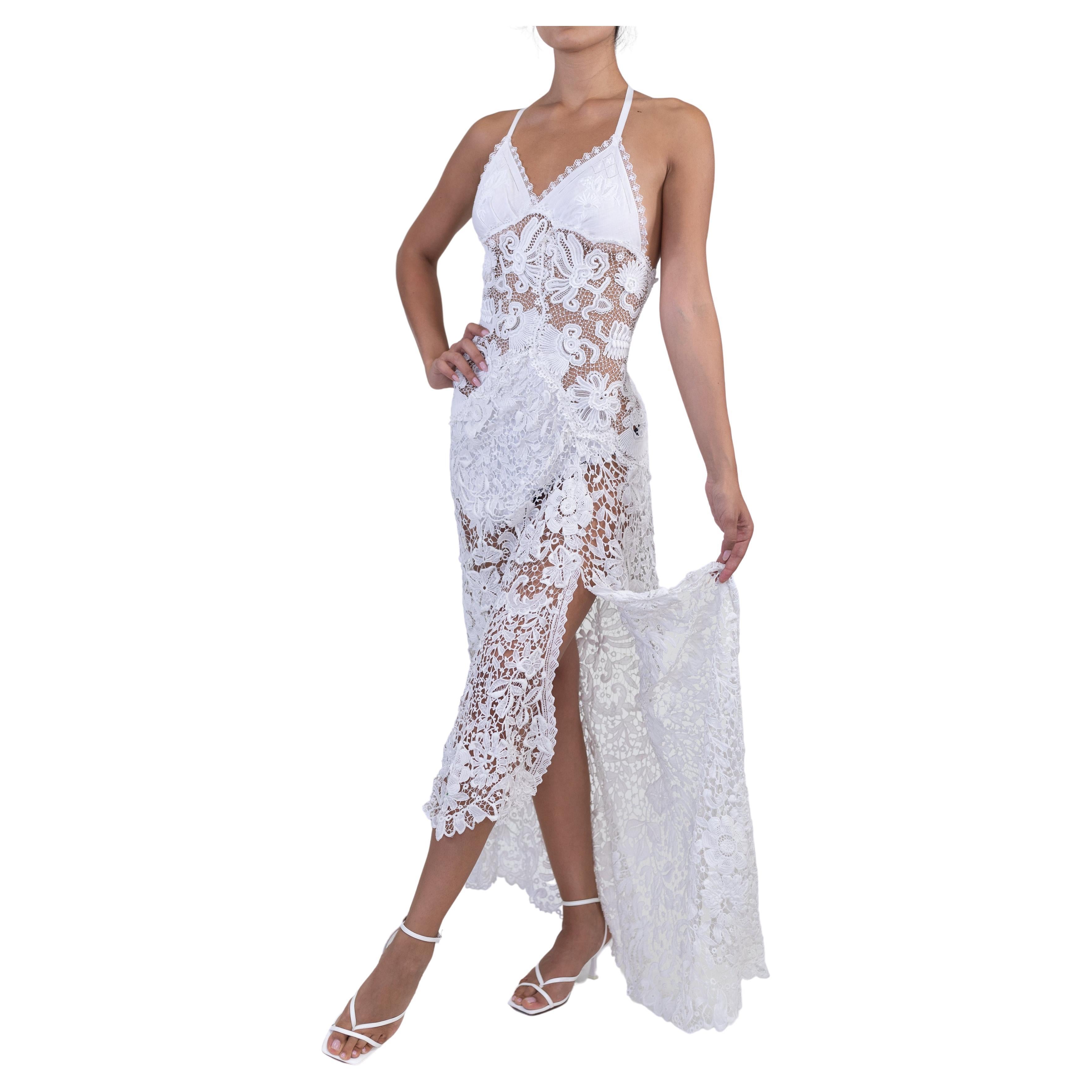 Backless 1930s White Lace Gown with Lace Caplet and Victorian Lace ...