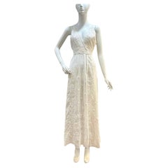 MORPHEW ATELIER White Organic Cotton Lace Spaghetti Strap Dress with Daisy's Emb