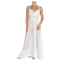 MORPHEW ATELIER White Organic Cotton With Victorian Lace & Dotted Voile Gown