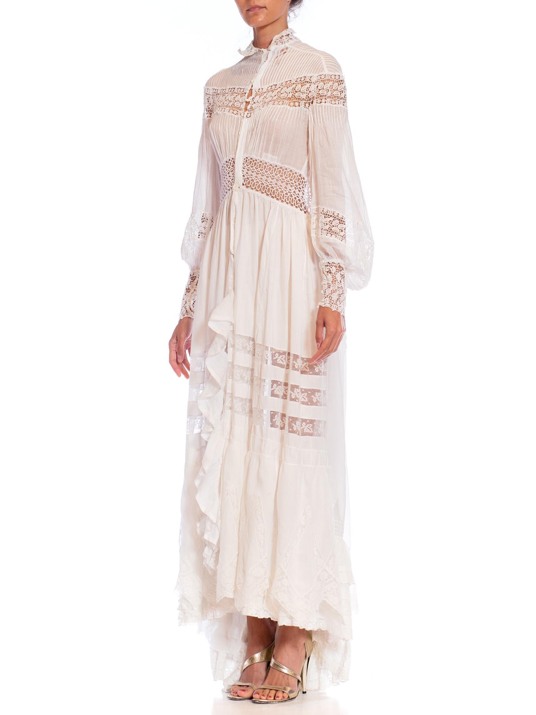 Women's Morphew Atelier White Victorian Cotton & Lace Oversized Gown For Sale