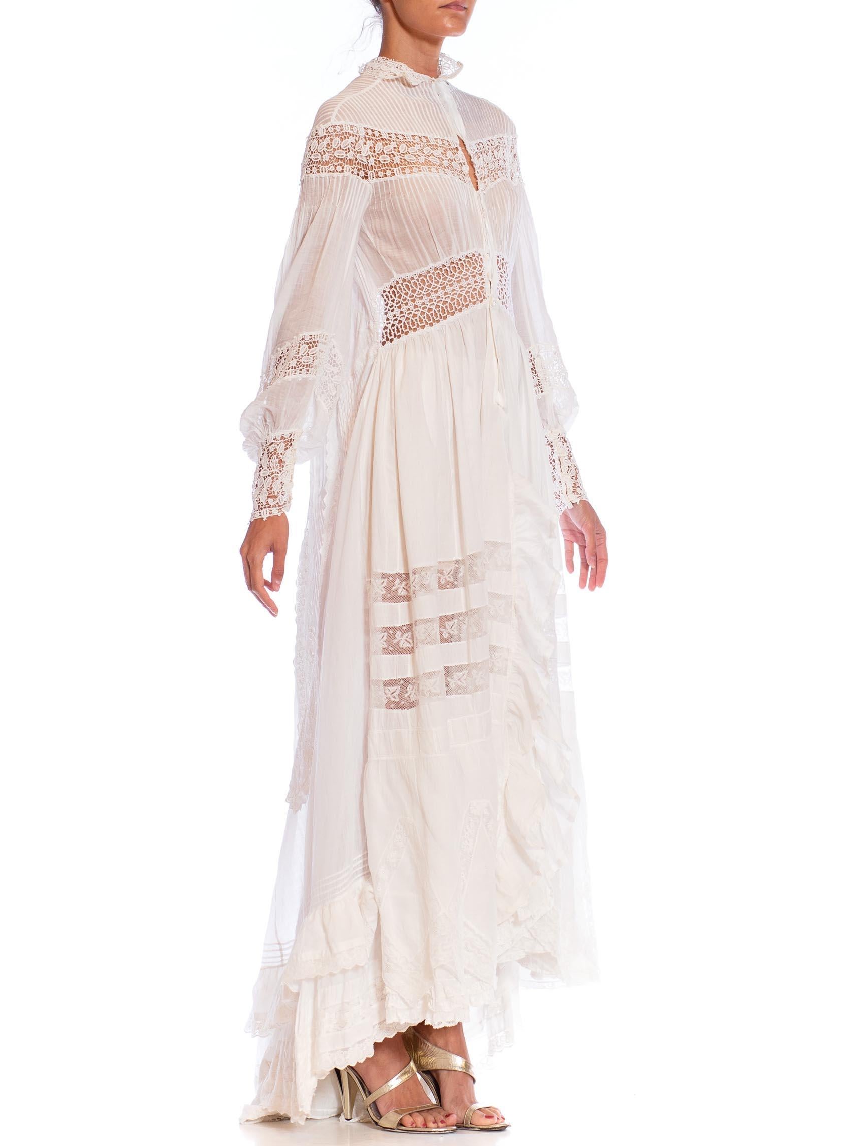 Morphew Atelier White Victorian Cotton & Lace Oversized Gown For Sale 1