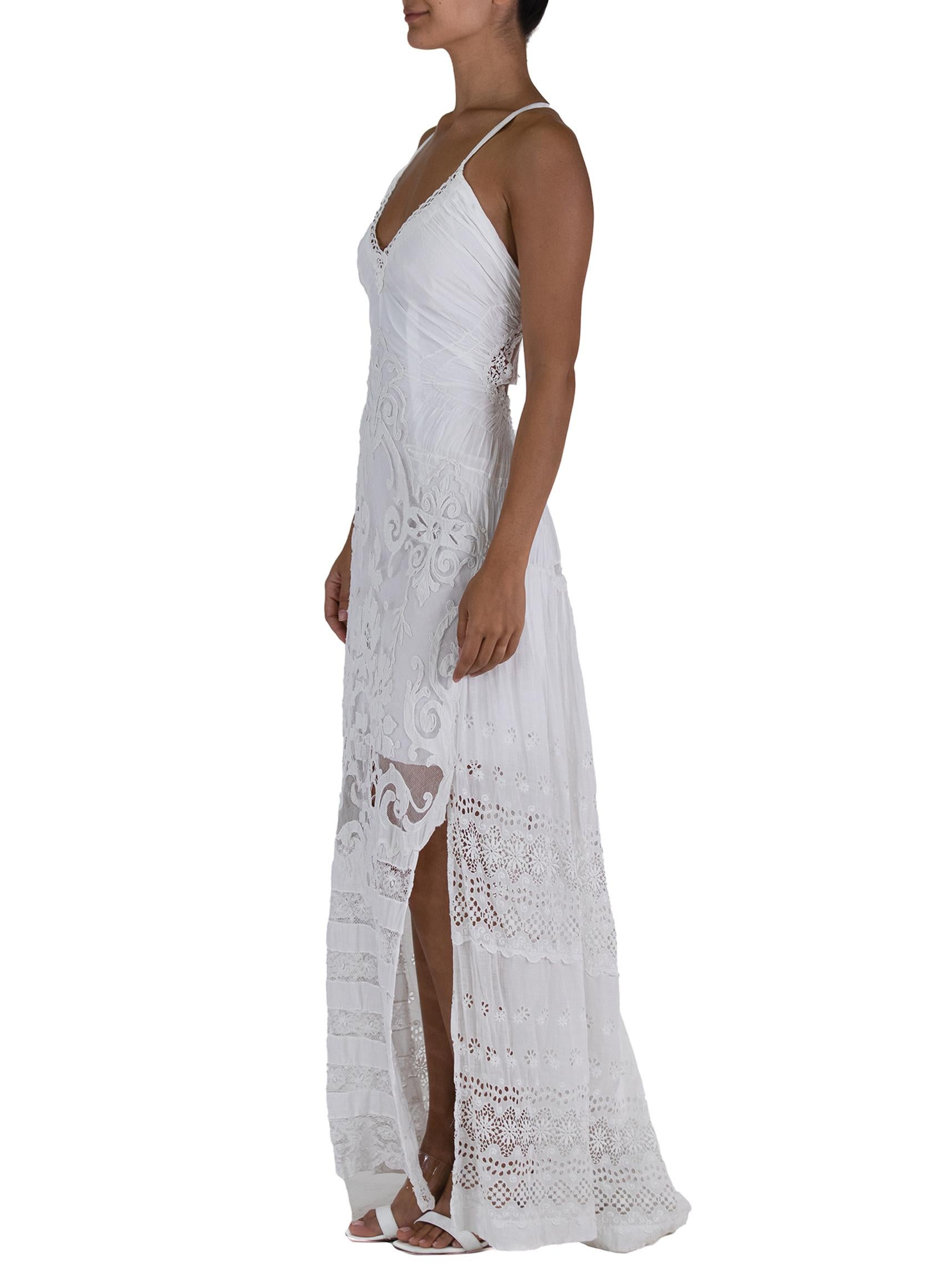 Gray Morphew Atelier White Vintage Lace Dress For Sale