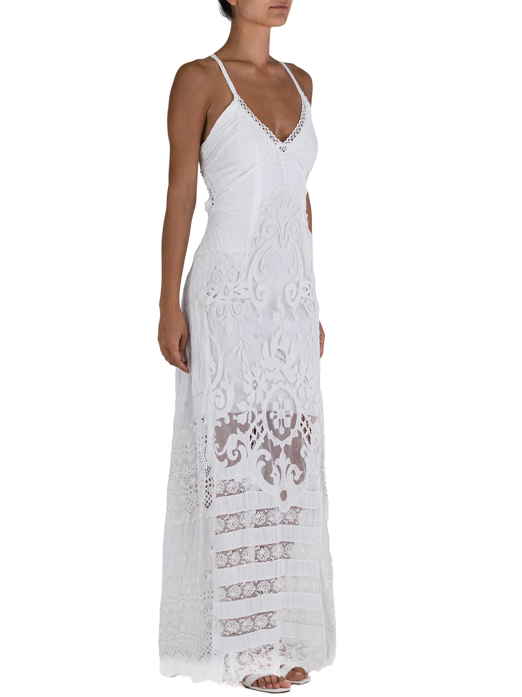 MORPHEW ATELIER White Vintage Lace Dress In Excellent Condition In New York, NY