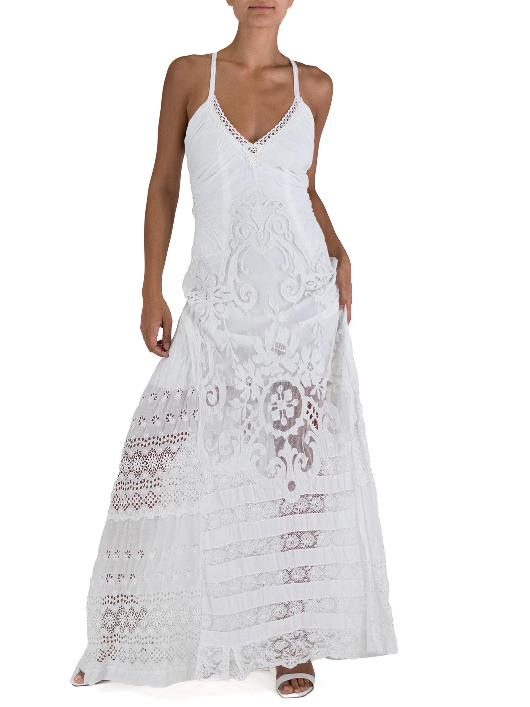 Women's Morphew Atelier White Vintage Lace Dress For Sale