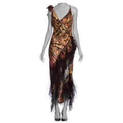 Morphew Collection 1920's Lame Silk Tulle Backless Bias Dress