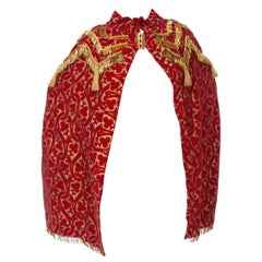 Morphew Collection 1920s Red Velvet Medieval Cape with Gold Bullion Fringe