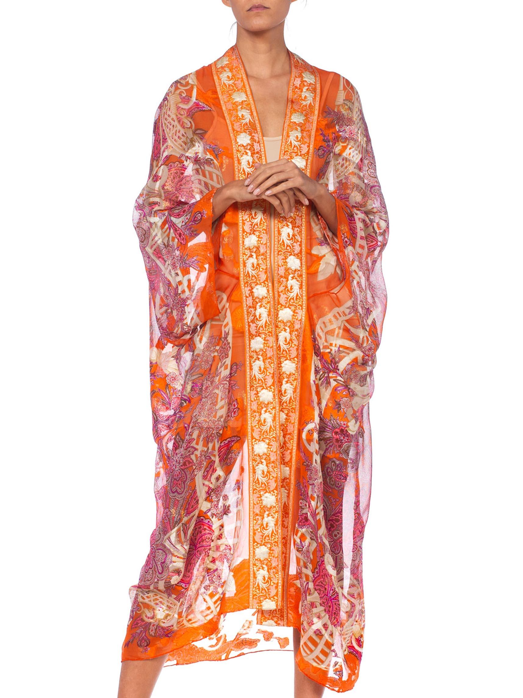 Orange Morphew Collection 1970's Christian Dior Paisley Silk Chiffon Cocoon Jacket