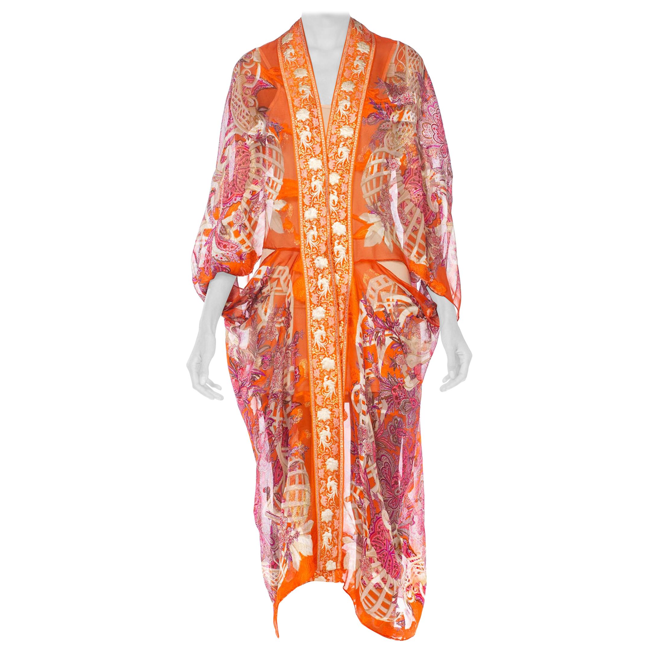 Morphew Collection 1970's Christian Dior Paisley Silk Chiffon Cocoon Jacket