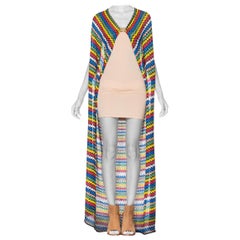 MORPHEW COLLECTION Multicolor Striped Knit Duster Top With Gold Parrot Clasp