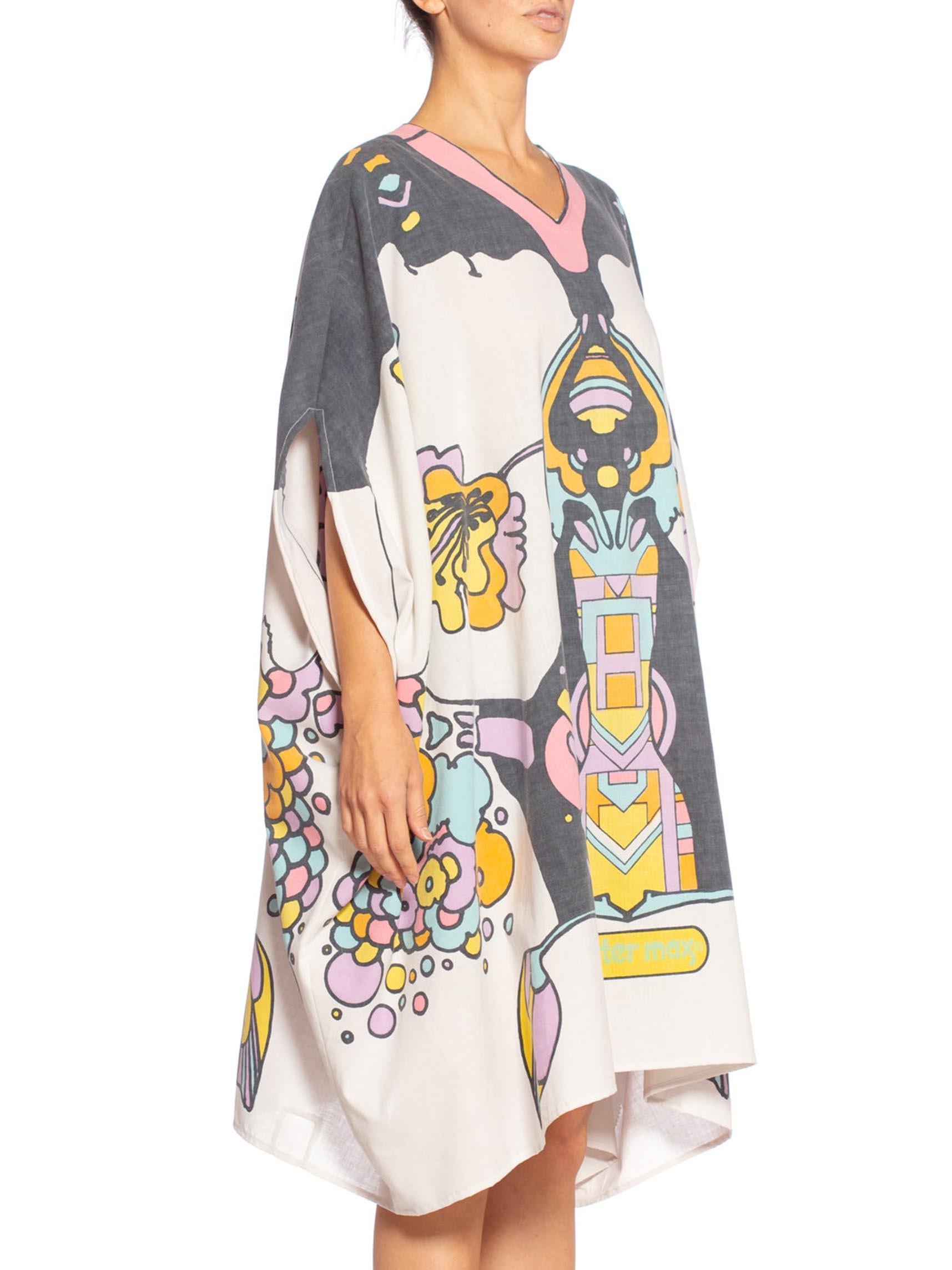 Women's MORPHEW COLLECTION Style Psychedelic Cotton Peter Max Printed Kaftan For Sale