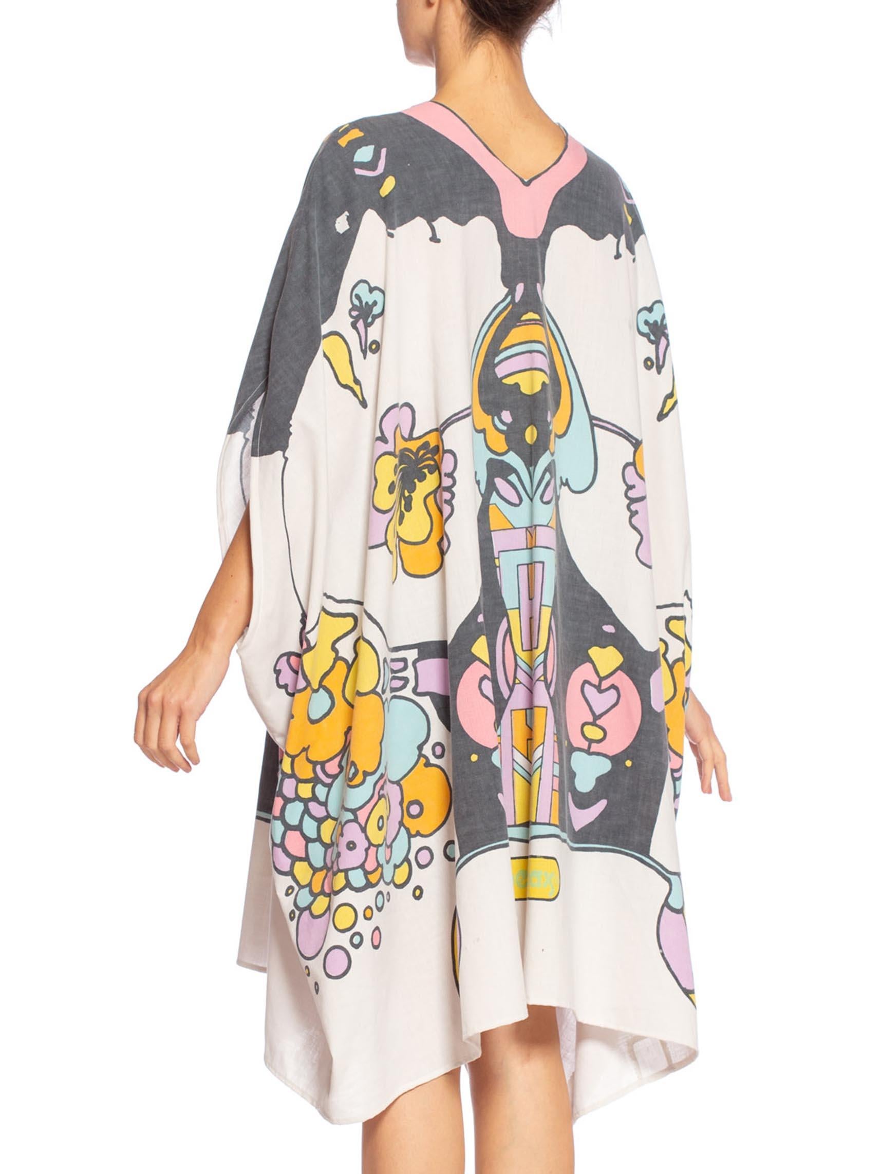 MORPHEW COLLECTION Style Psychedelic Cotton Peter Max Printed Kaftan For Sale 1