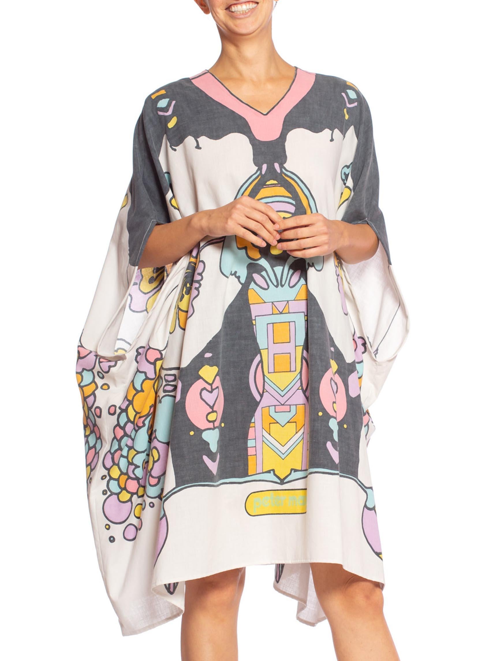 MORPHEW COLLECTION Style Psychedelic Cotton Peter Max Printed Kaftan For Sale 3