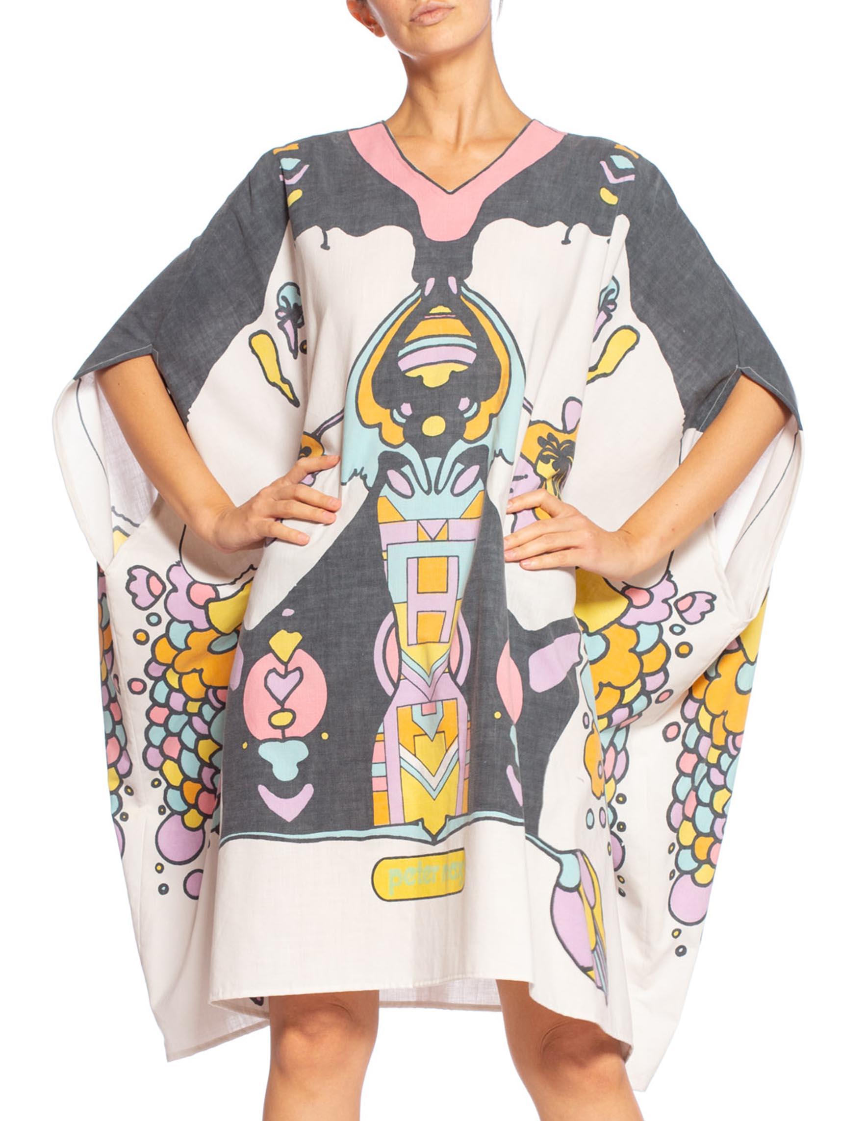 MORPHEW COLLECTION Style Psychedelic Cotton Peter Max Printed Kaftan For Sale 4