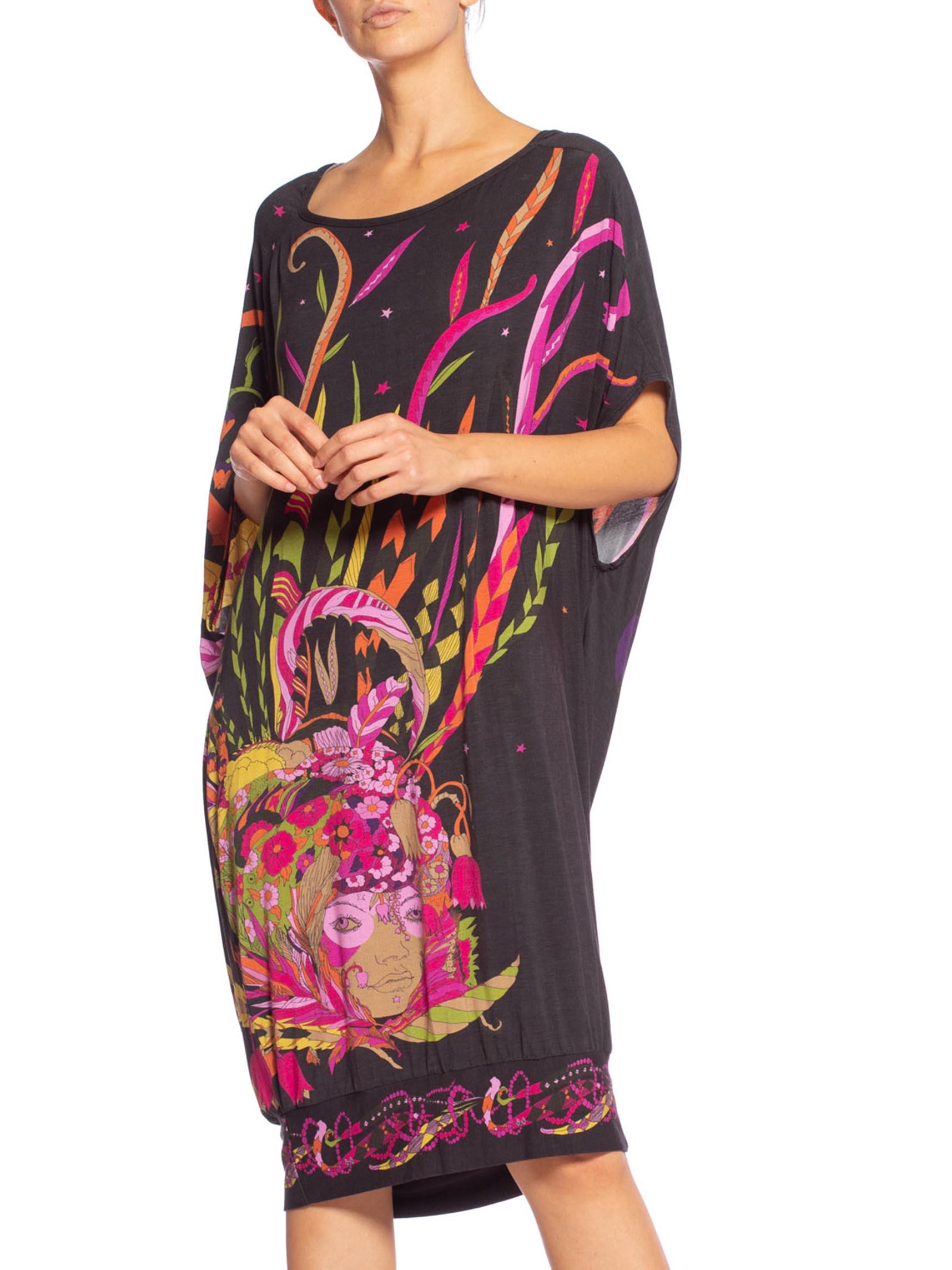 MORPHEW COLLECTION 1970'S Psychedelic Fortune Teller Print Dress 2