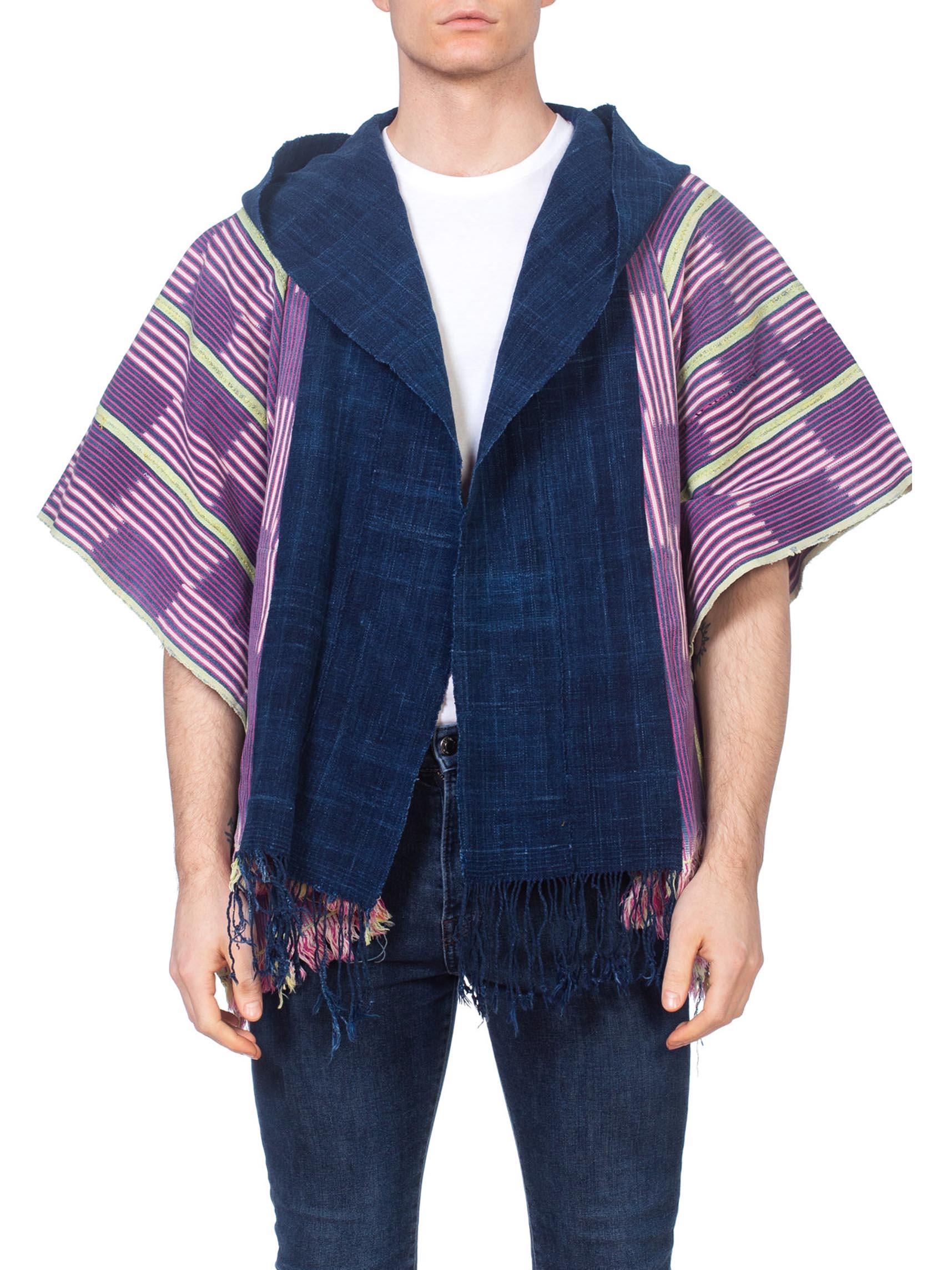 MORPHEW COLLECTION Pink & Blue Indigo Cotton African Blanket Hooded Poncho
MORPHEW COLLECTION is made entirely by hand in our NYC Ateliér of rare antique materials sourced from around the globe. Our sustainable vintage materials represent over a