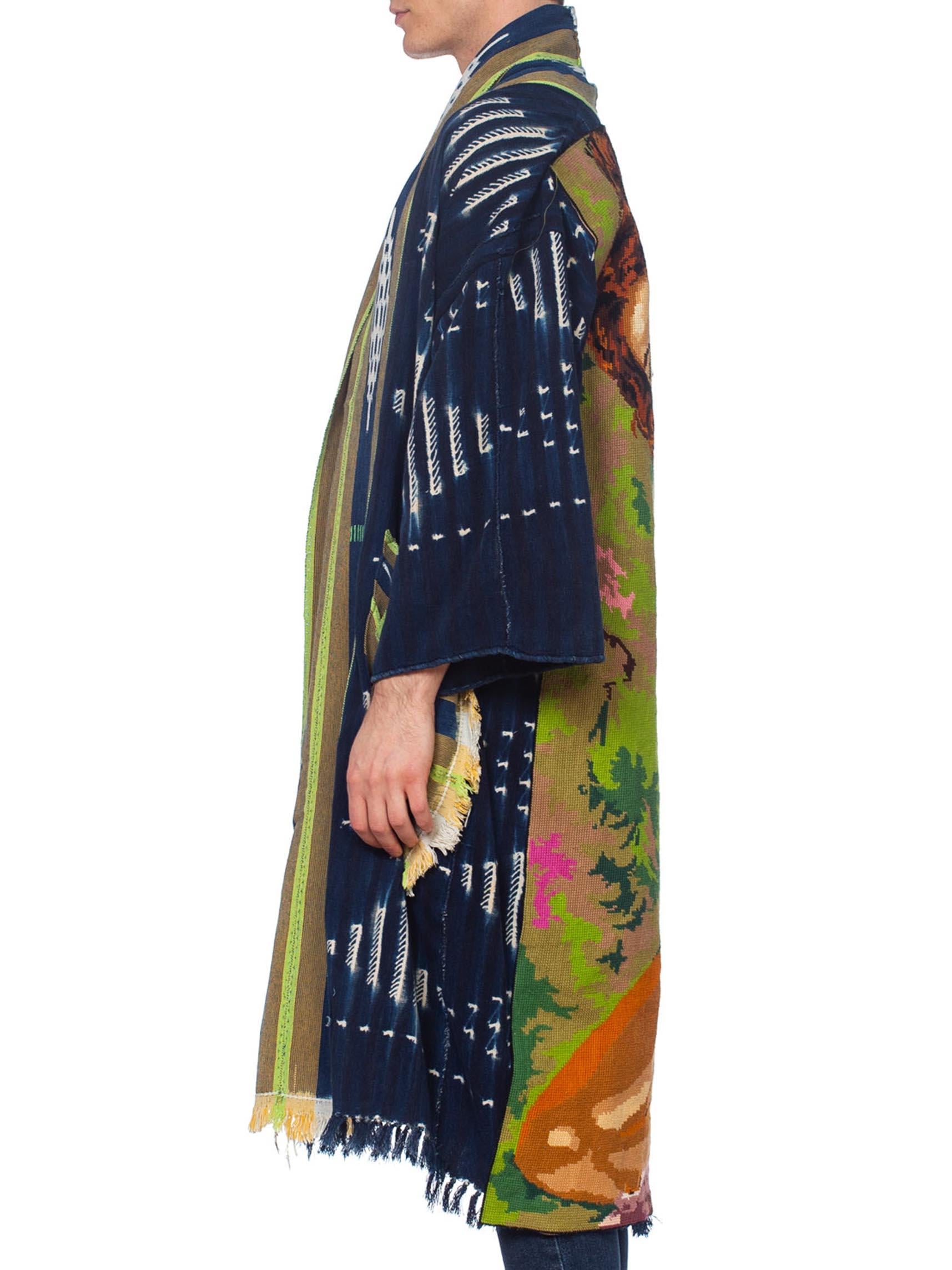 Women's Morphew Collection African Indigo Coat With 1970's French Nude Embroidery