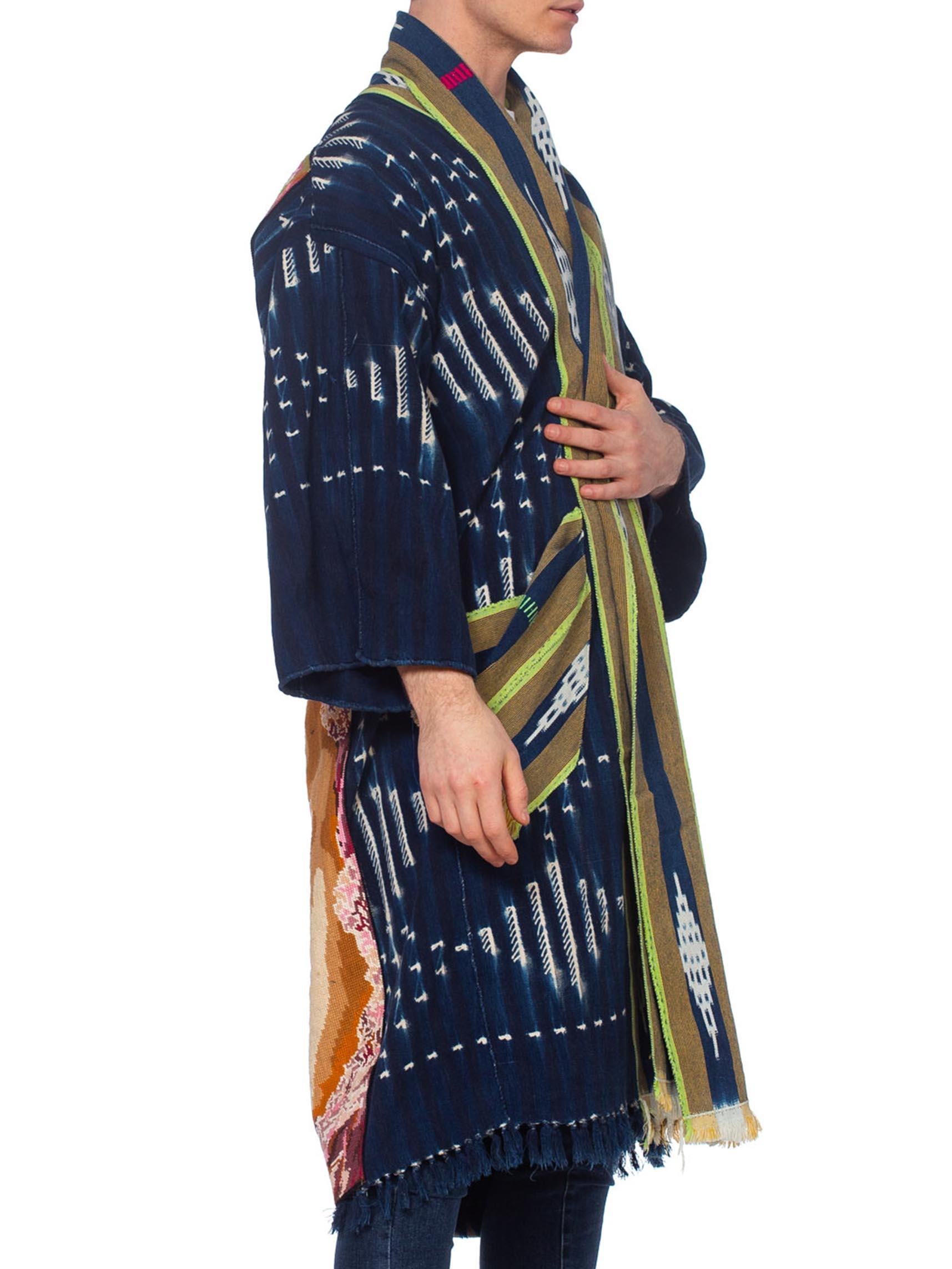 Morphew Collection African Indigo Coat With 1970's French Nude Embroidery 1