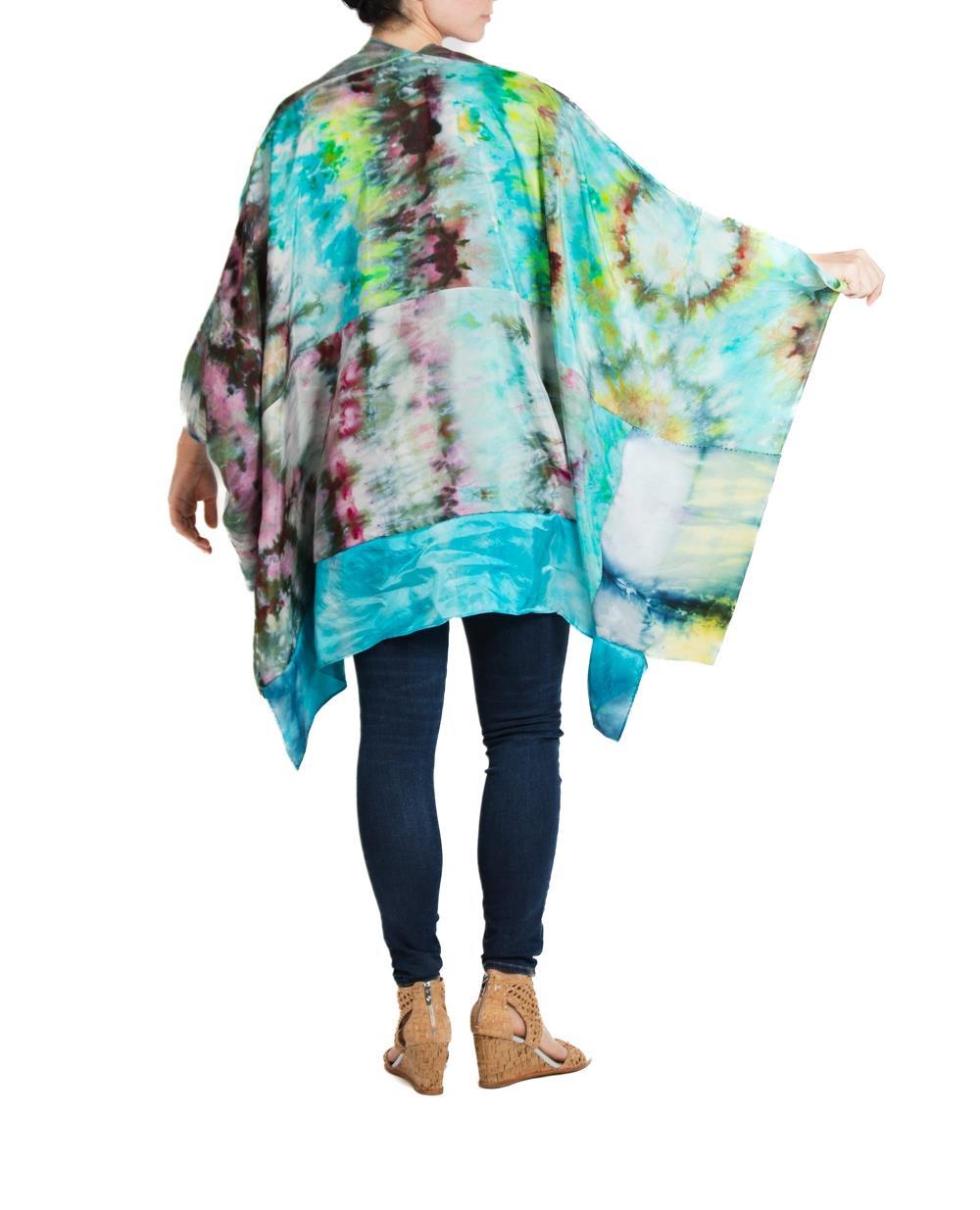 Morphew Collection Aqua & Gray  Silk Ice Dyed Cocoon For Sale 3