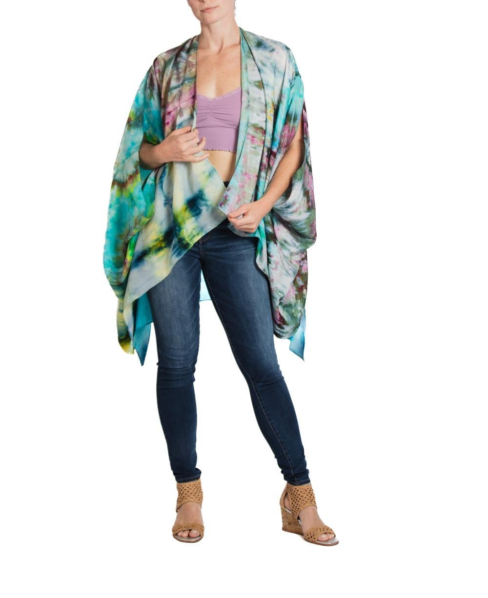 Morphew Collection Aqua & Gray  Silk Ice Dyed Cocoon For Sale 4