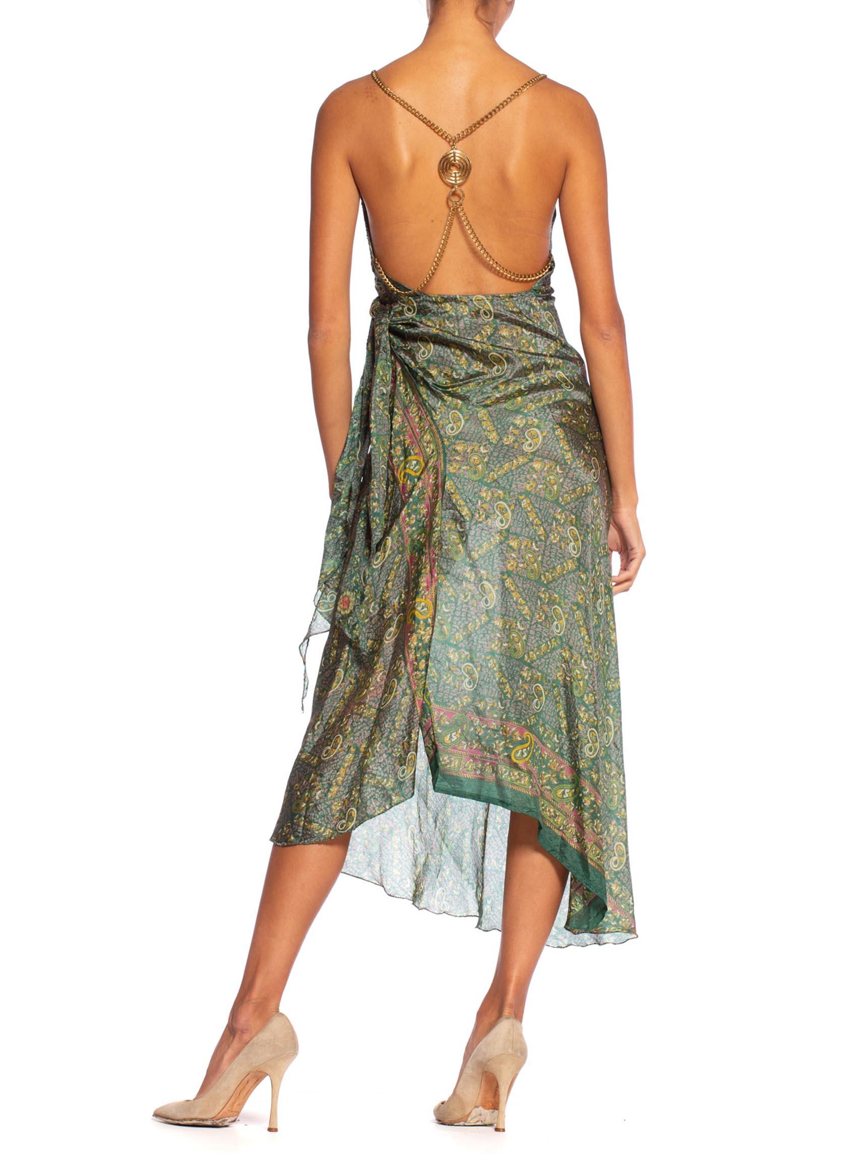 Morphew Collection Bias Backless Indian Print Dress With Edwardian Metallic 6