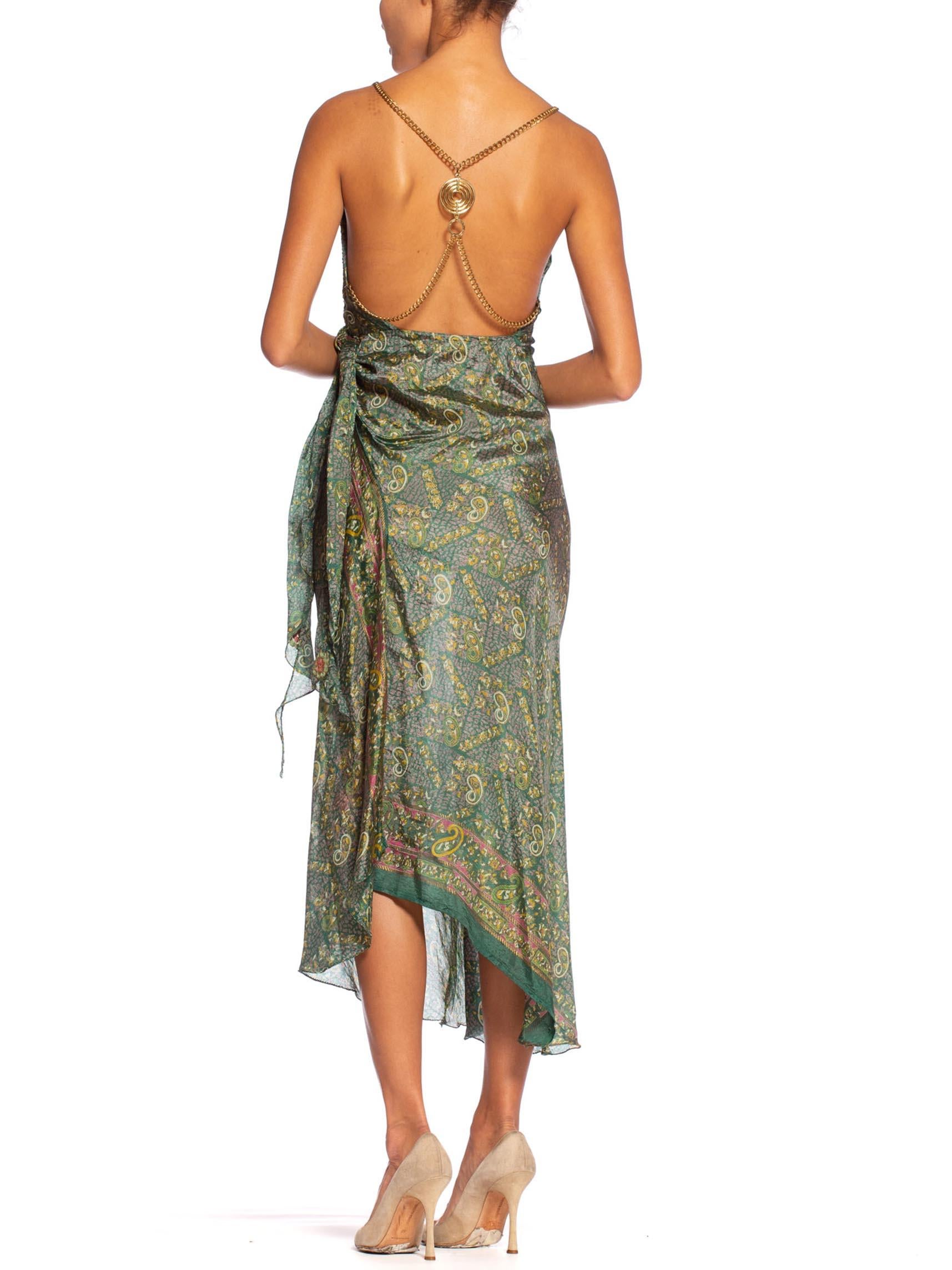 Morphew Collection Bias Backless Indian Print Dress With Edwardian Metallic 5