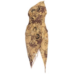 COLLECTION MORPHEW - Robe asymétrique et dos nu en coton coupé en biais avec imprimé cachemire indien