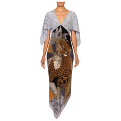 Morphew Collection Bias Cut Silk Crepe De Chine Two-Scarf '70S Tiger Print Dress