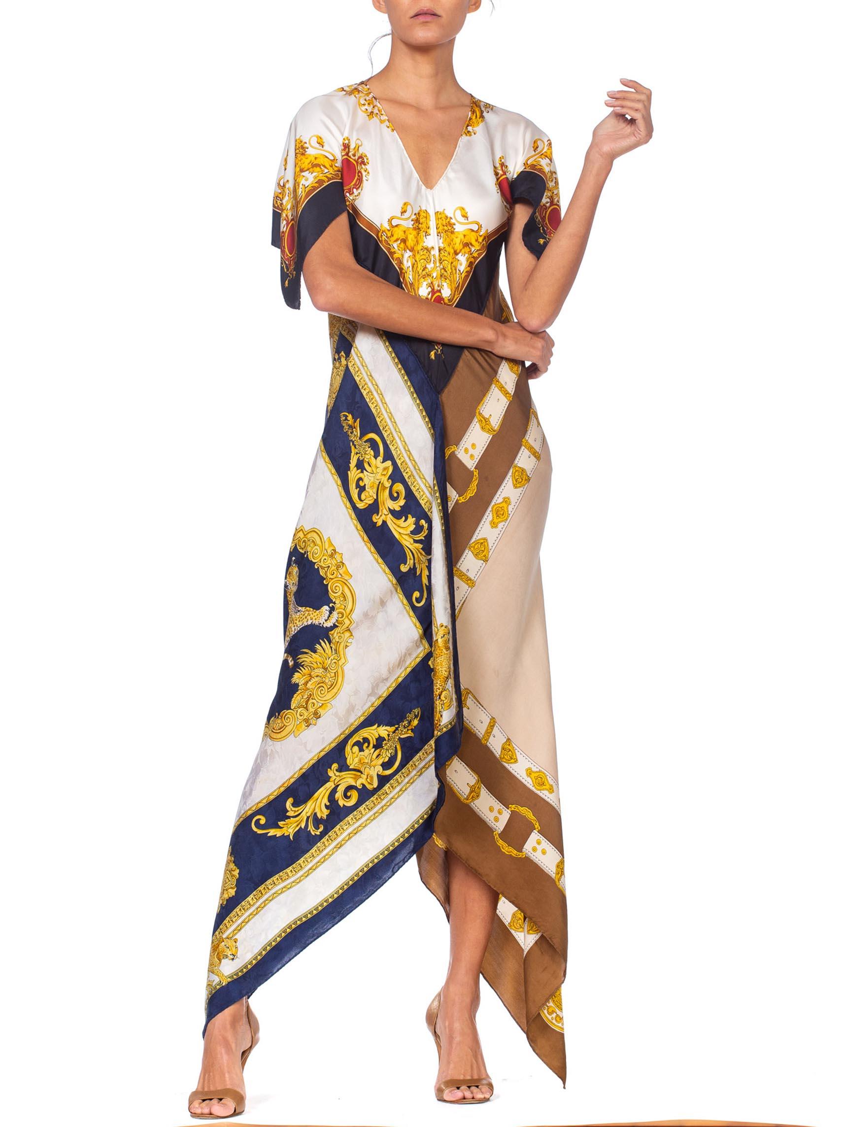Women's MORPHEW COLLECTION Status Print Bias Cut Kaftan Dress Made From 1980'S Silk Sca