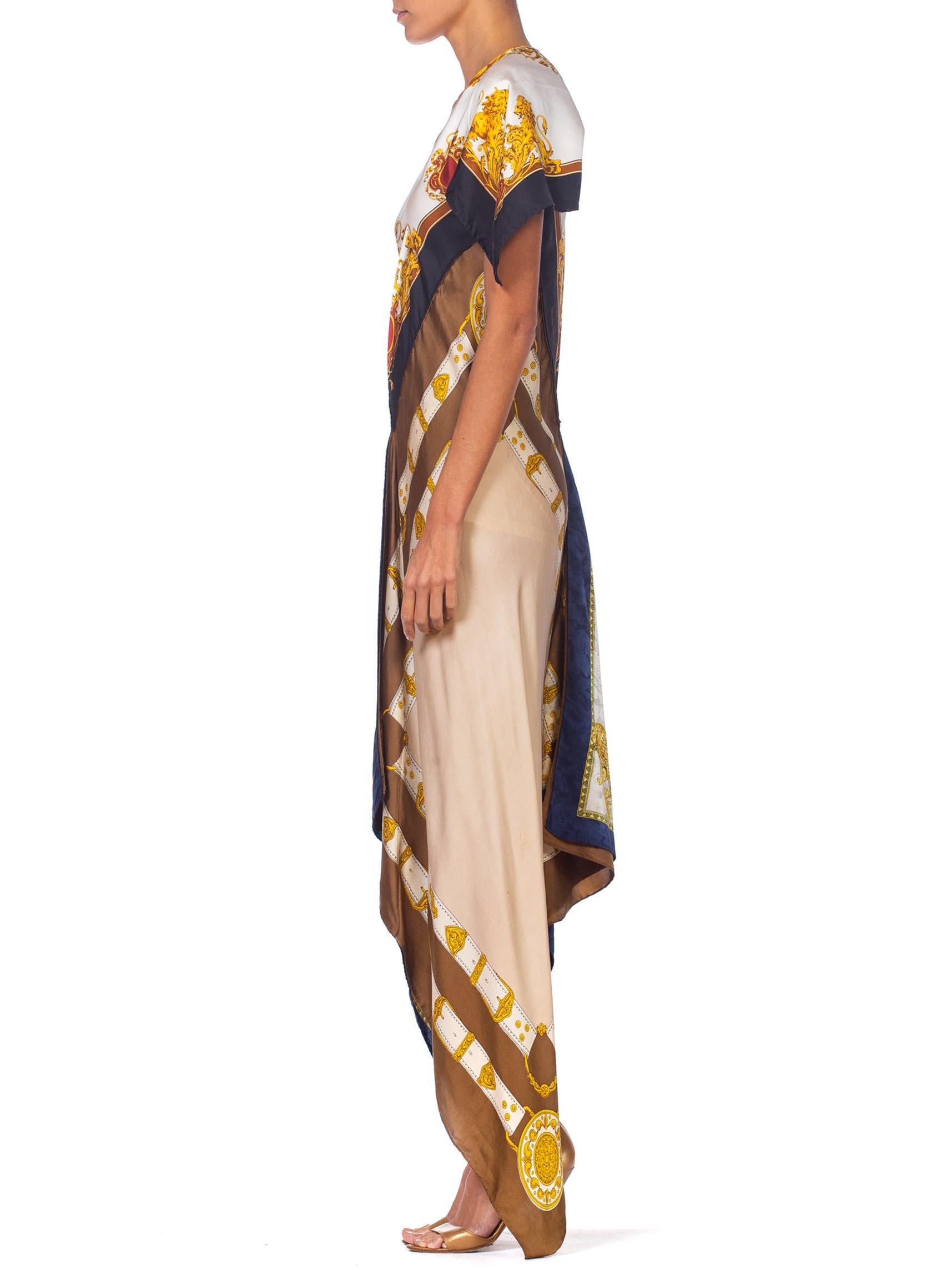 MORPHEW COLLECTION Status Print Bias Cut Kaftan Dress Made From 1980'S Silk Sca 1