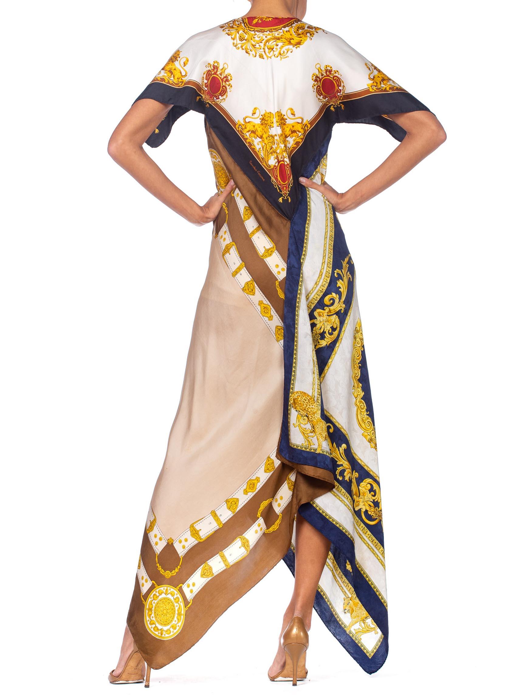 MORPHEW COLLECTION Status Print Bias Cut Kaftan Dress Made From 1980'S Silk Sca 2