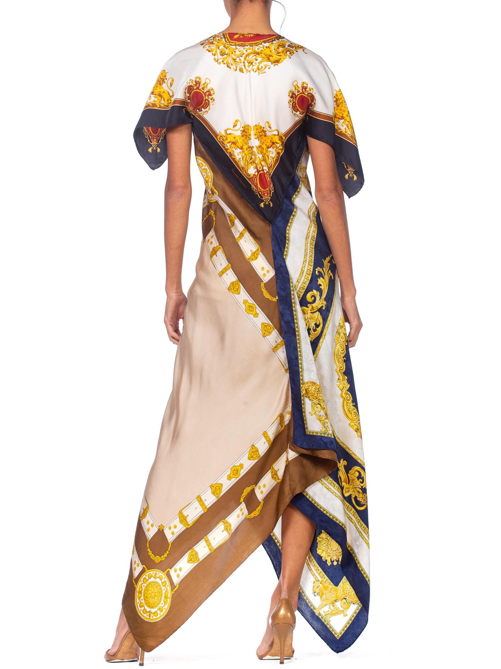 MORPHEW COLLECTION Status Print Bias Cut Kaftan Dress Made From 1980'S Silk Sca 3