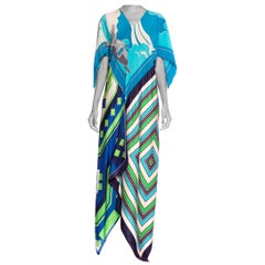 Morphew Collection Bias Cut Vintage Geometric Print Scarf Kaftan Dress