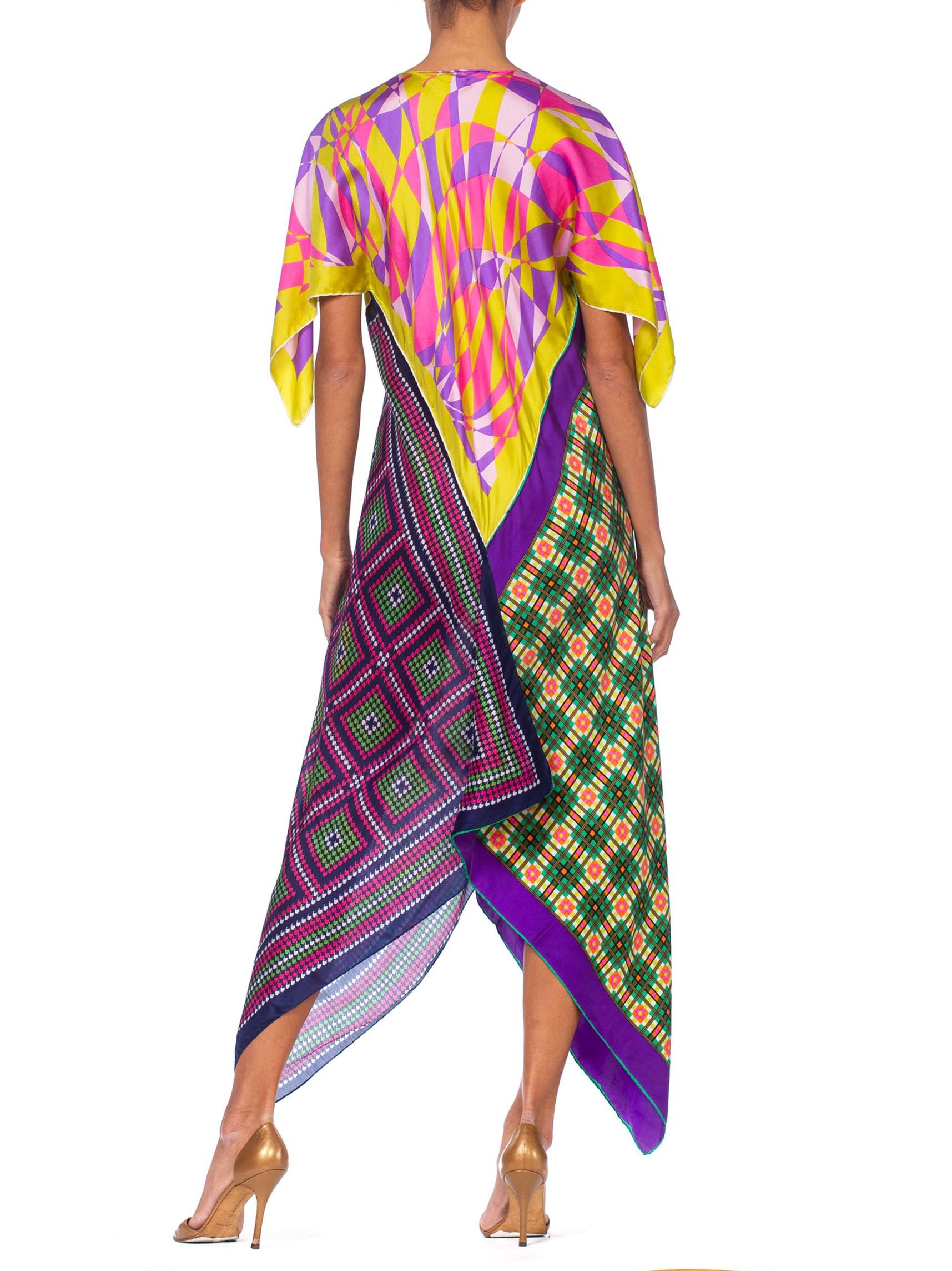 MORPHEW COLLECTION Multicolor Geometric Bias Cut Kaftan  Dress Made From 1960'S For Sale 1