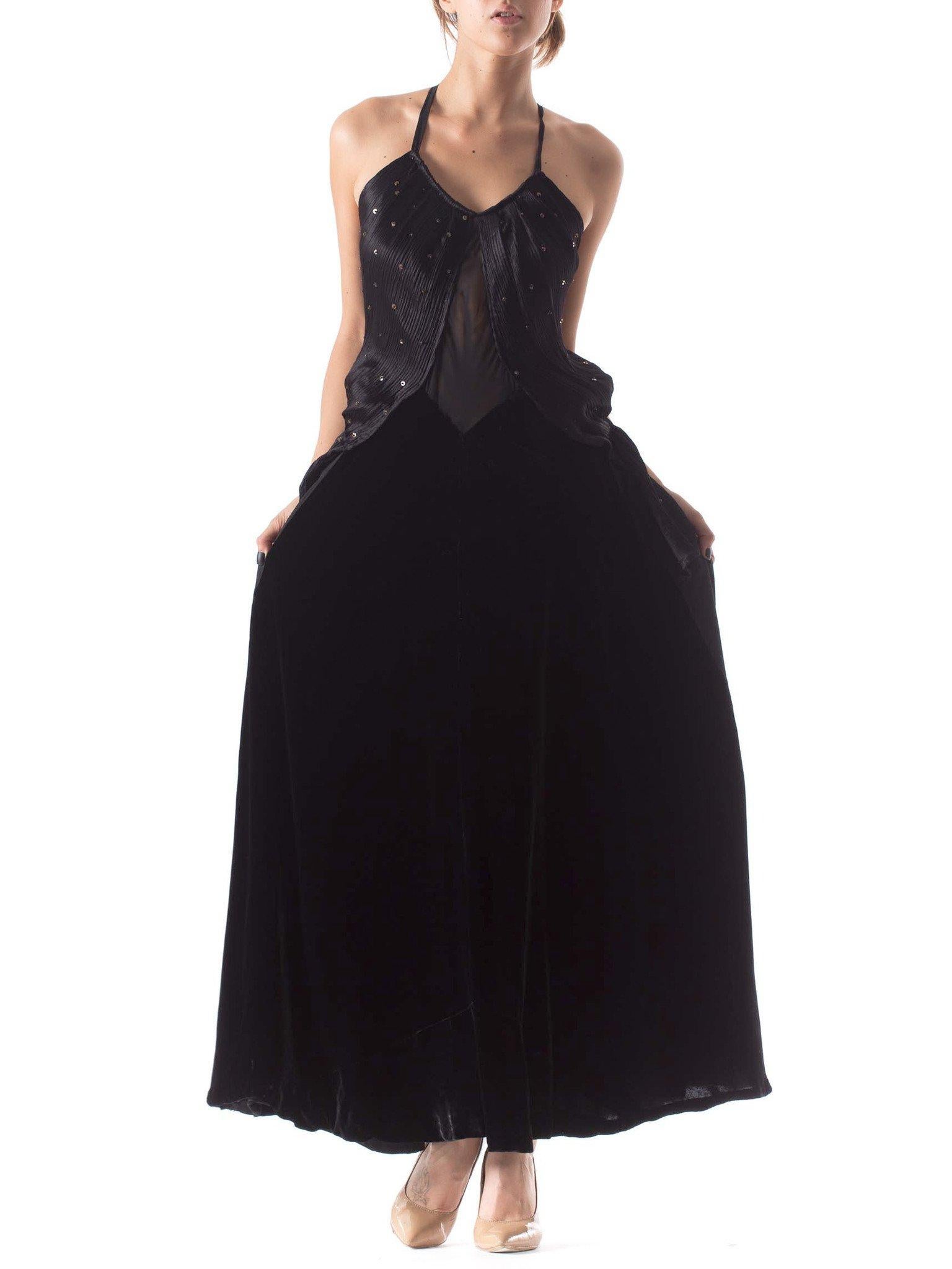 Women's MORPHEW COLLECTION Black Backless Gown Made From Recycled 1930S Silk & Velvet