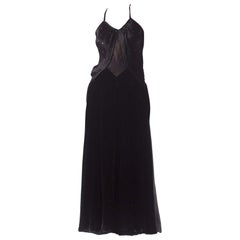 MORPHEW COLLECTION Black Backless Gown Made From Recycled 1930S Silk & Velvet