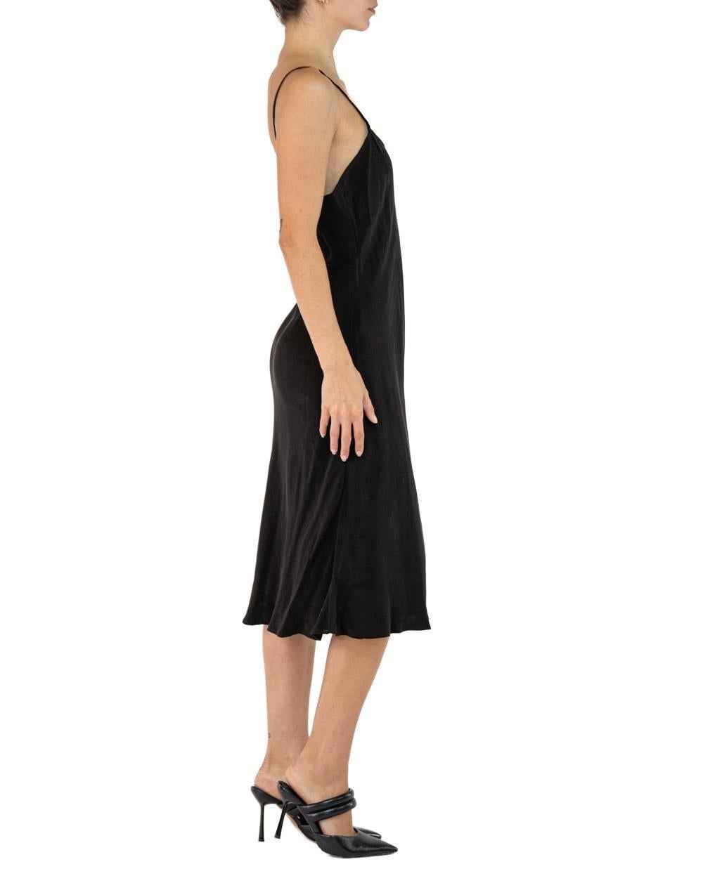 Morphew Collection Black Cold Rayon Bias Maxi Slip Dress Master Medium In Excellent Condition For Sale In New York, NY