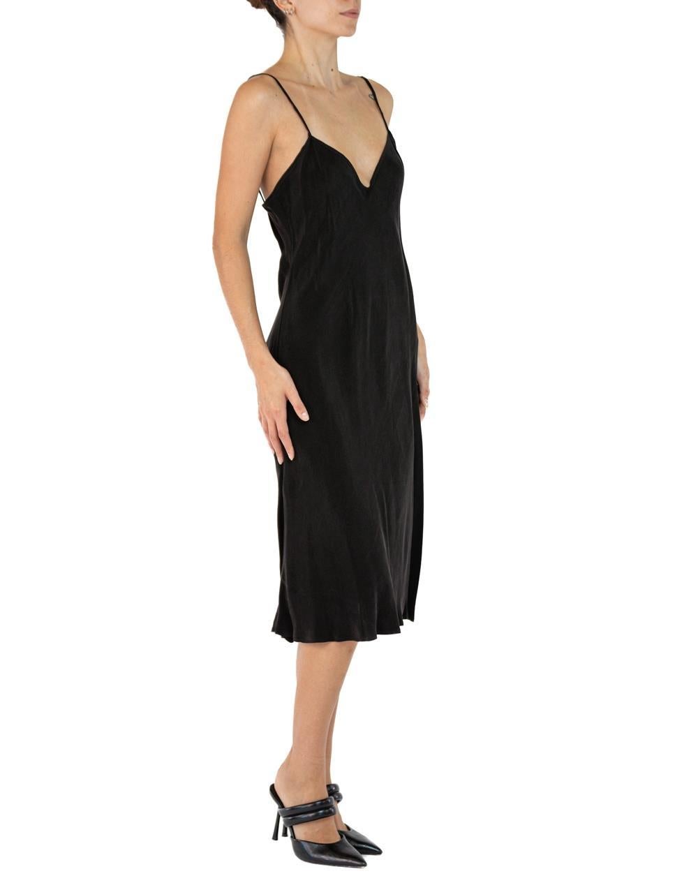 Morphew Collection Black Cold Rayon Bias Maxi Slip Dress Master Medium For Sale 1