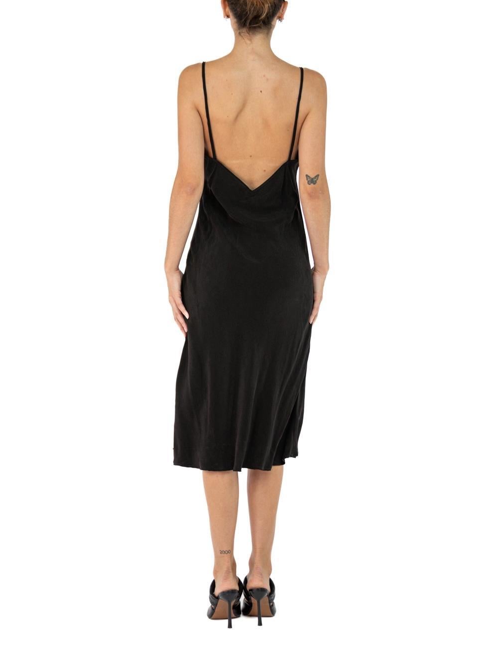 Morphew Collection Black Cold Rayon Bias Maxi Slip Dress Master Medium For Sale 2