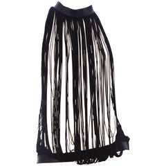 MORPHEW COLLECTION Black Fringe & Leather Sexy Convertible Top