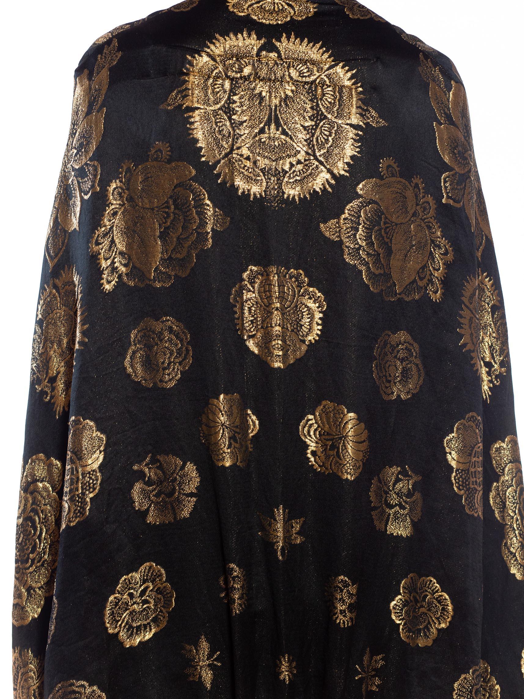 MORPHEW COLLECTION Black, Gold & Cream Metallic Silk Lamé Cocoon With Fringe An For Sale 6