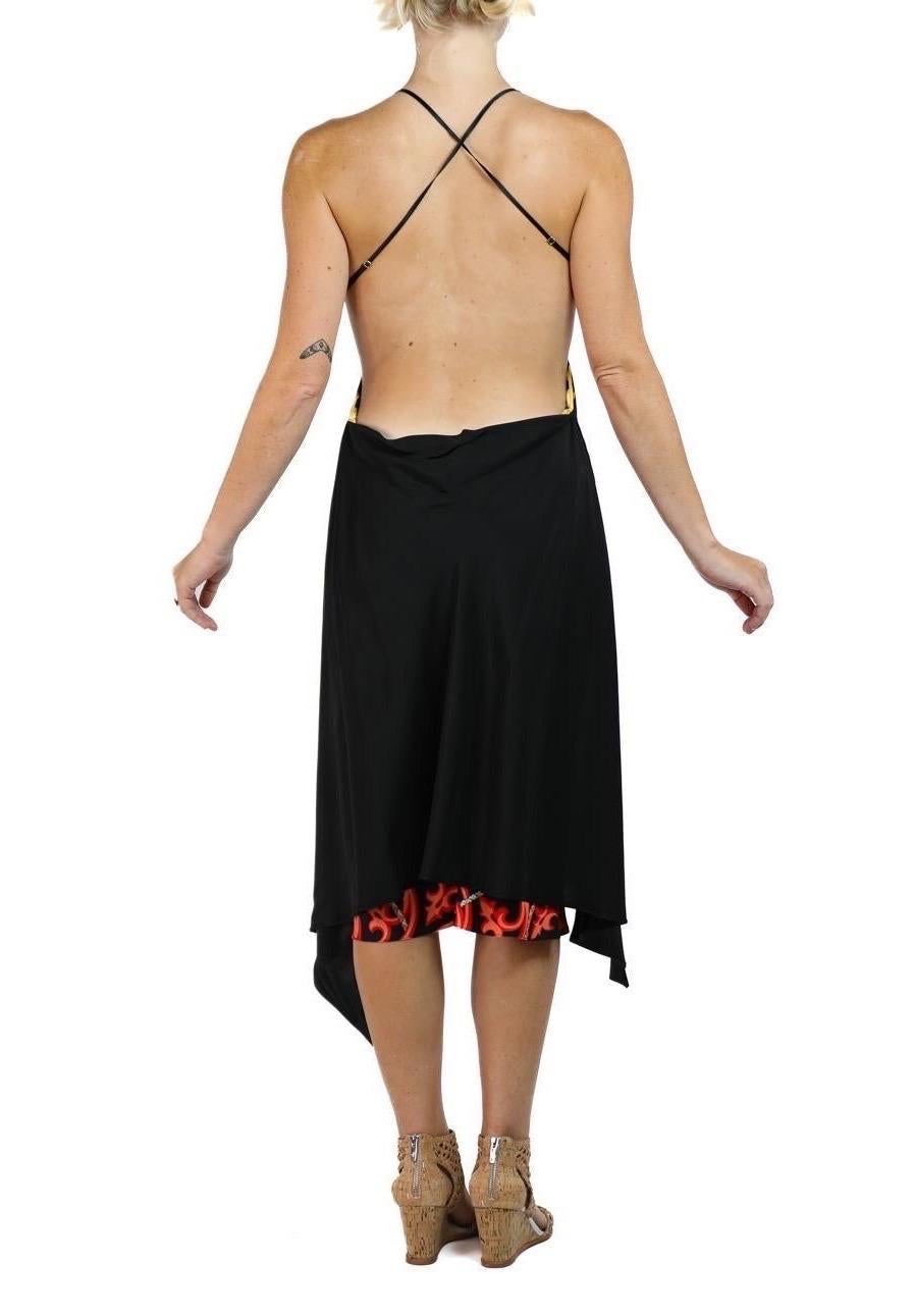 Morphew Collection Black, Gold & Red Silk Fendi Sagittarius Scarf Dress For Sale 2